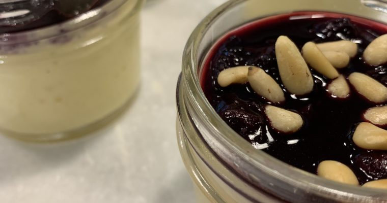 Individual Sous Vide Cheesecakes with Blueberry-Basil Compote