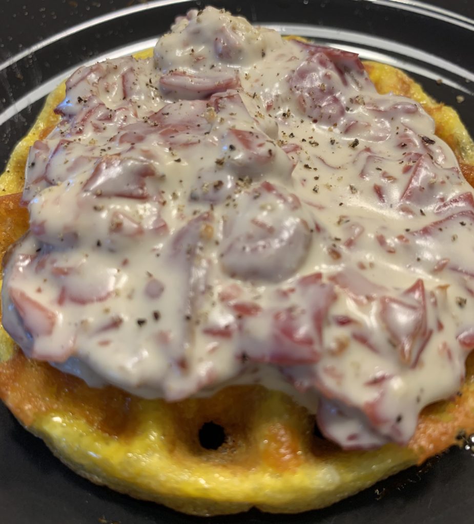 Creamed Chipped Beef on Chaffle - Cluttered Kitchen Keto