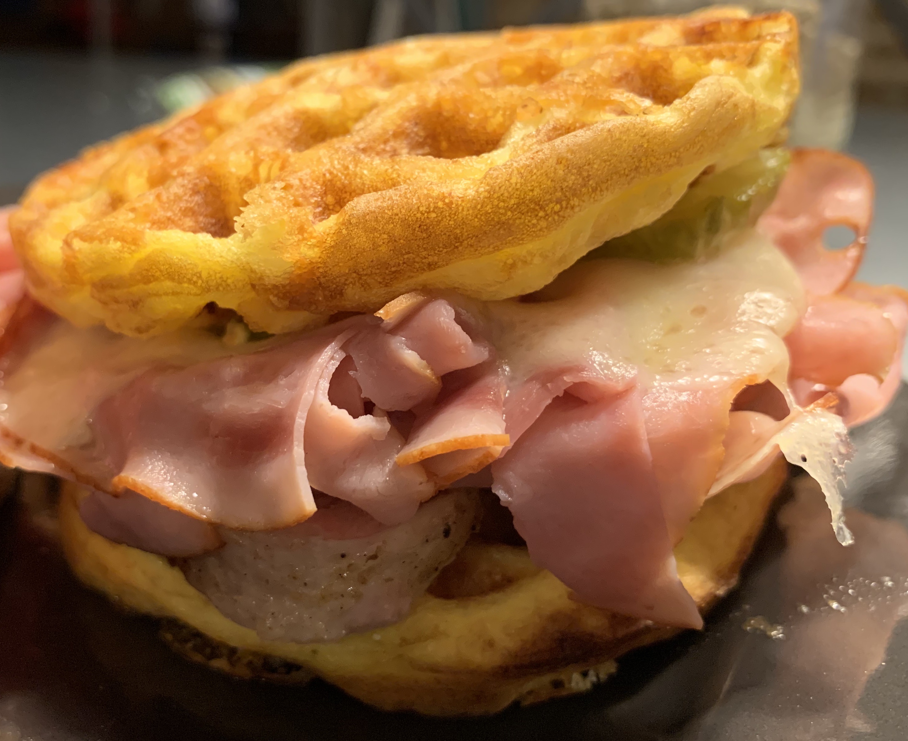 Keto Chaffle Cuban Sandwich